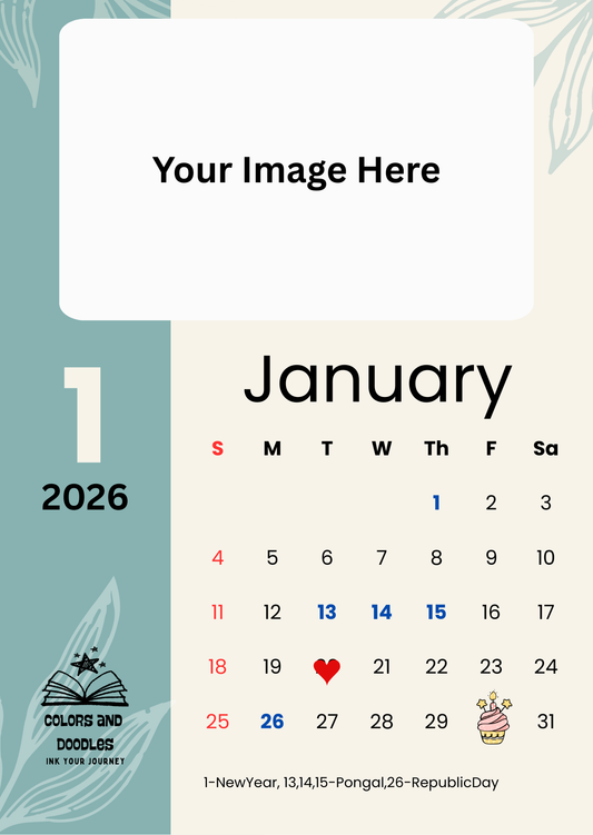 Desk Calendar - Portrait style